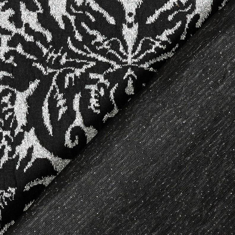 Jersey jacquard con motivi ornamentali – argento effetto metallizzato/nero,  image number 5