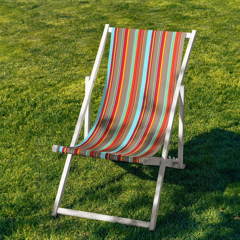 Outdoor Tessuto per sedia a sdraio Righe longitudinali 44 cm – talpa/turchese chiaro,  image number 5