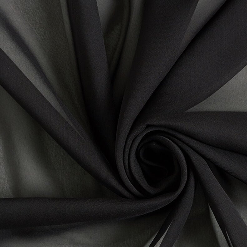 Chiffon di seta – nero,  image number 1
