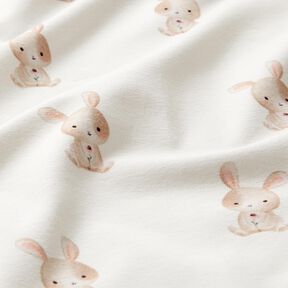 GOTS jersey di cotone Coniglio con fiore stampa digitale – avorio, 