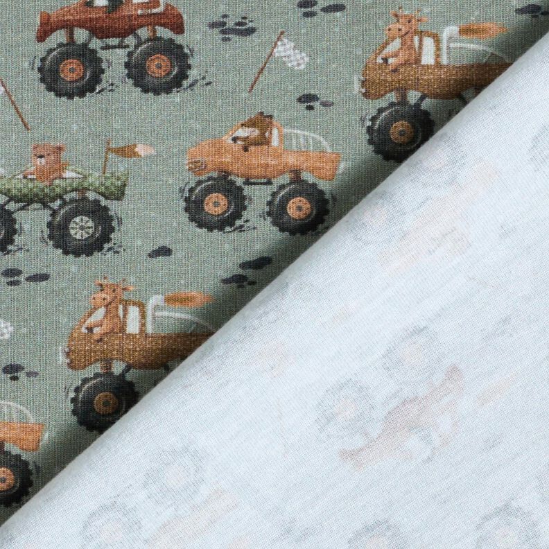 jersey di cotone Animali nei monster truck stampa digitale &ndash; grigio elefante,  image number 4