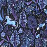 French terry, felpa estiva foresta incantata stampa digitale | Poppy Fabrics – nero-azzurro/lillà,  thumbnail number 2