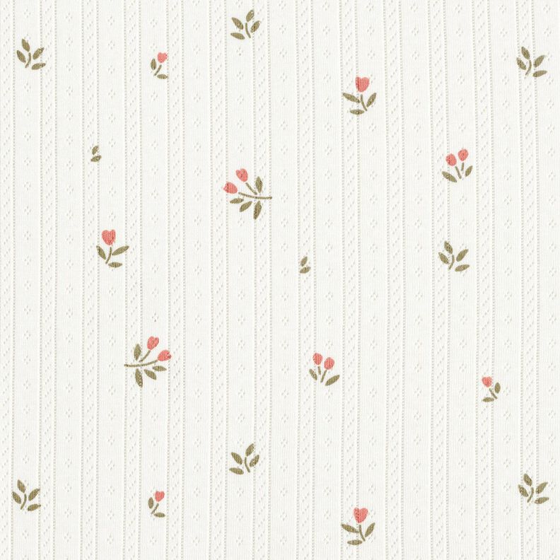 Ajour jersey di cotone tulipani – avorio, image number 1