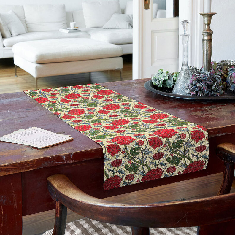 tessuto arredo gobelin Peonie artistiche – beige chiaro/rosso carminio, image number 9