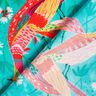 Tessuto in viscosa per abbigliamento da spiaggia con pavoni e fiori – azzurro/rosa fucsia acceso,  thumbnail number 4