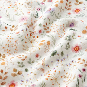 mussolina / tessuto doppio increspato Prato fiorito multicolore stampa digitale – bianco lana, 
