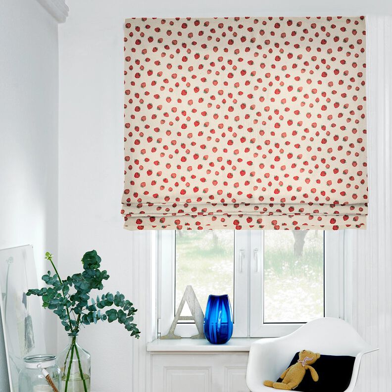 tessuto arredo mezzo panama Piccole fragole – rosso/naturale, image number 7