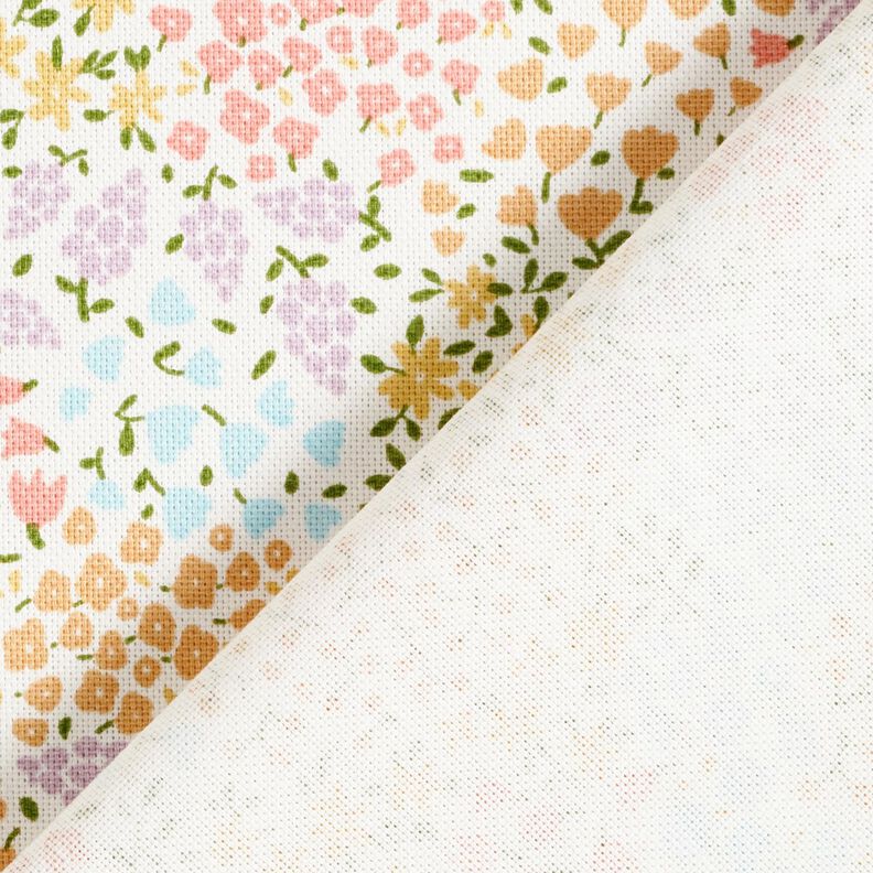 tessuto arredo mezzo panama Mini fiori colorati – avorio/rosa,  image number 4