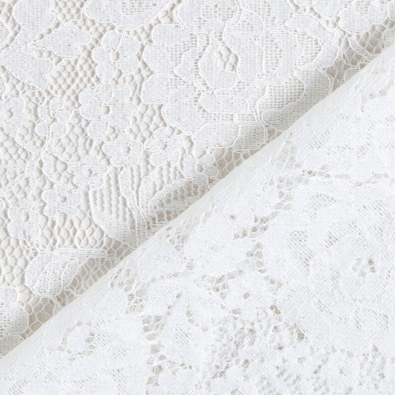 Pregiato tessuto di pizzo con motivo floreale – bianco,  image number 6