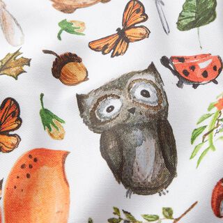 tessuto arredo mezzo panama animali della foresta dipinti – naturale, 