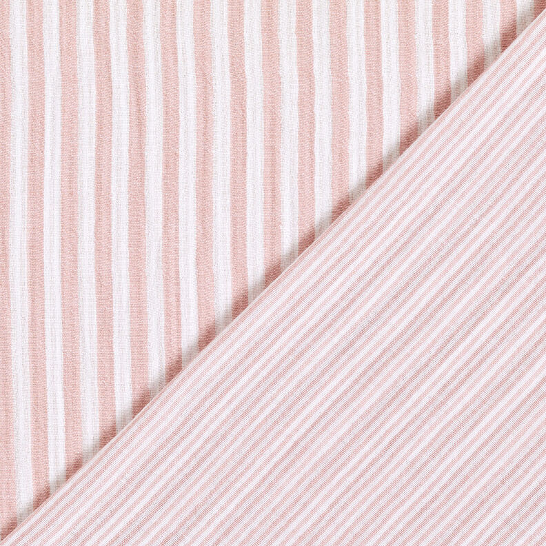 mussolina / tessuto doppio increspato double face Righe – rosa anticato/bianco,  image number 1