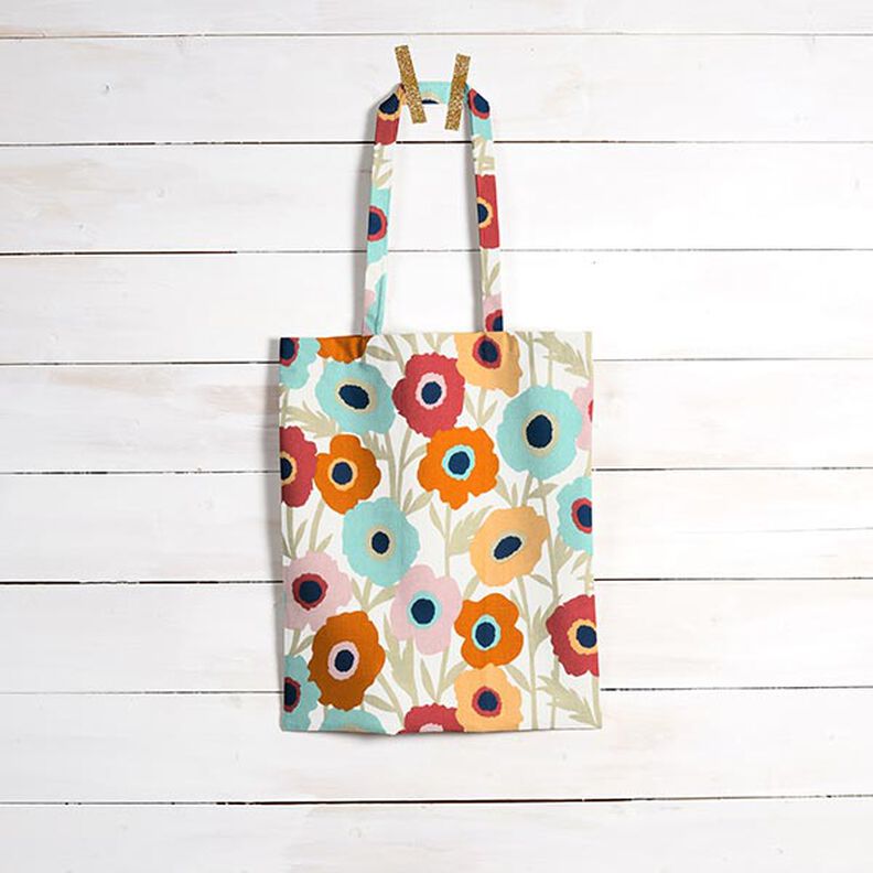 tessuto in cotone cretonne Fiori dipinti – eucalipto/bianco,  image number 8