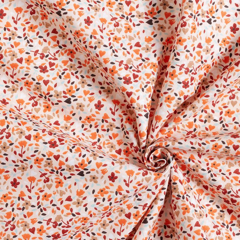tessuto in cotone cretonne fiori sparsi – rosé/arancio pesca,  image number 3