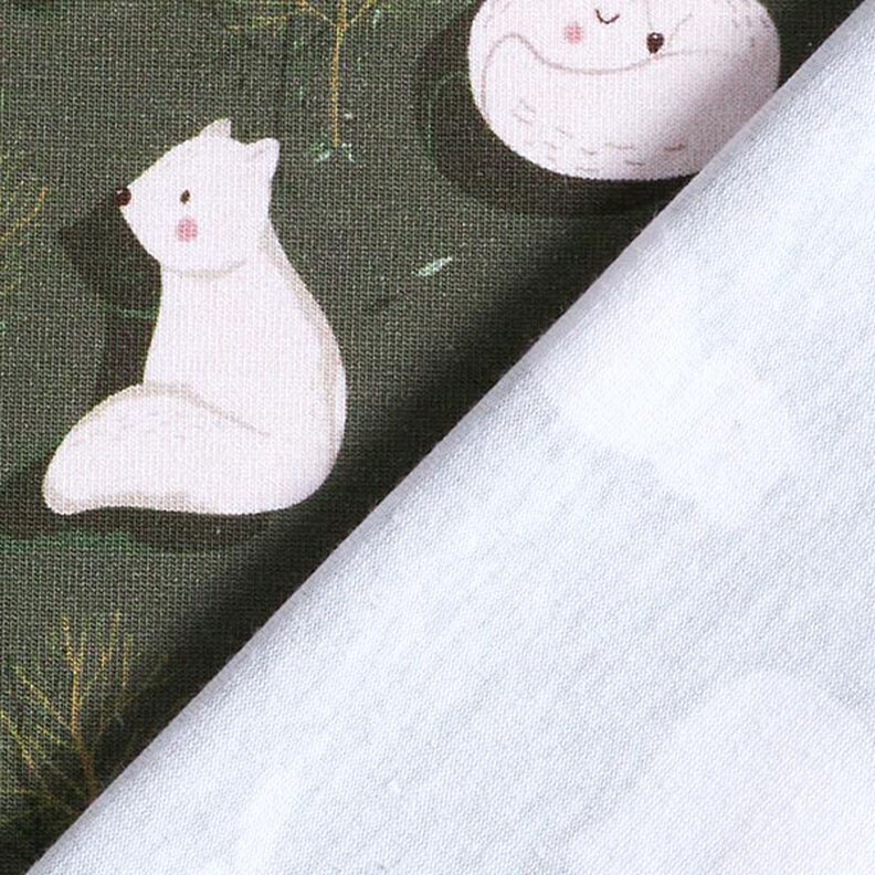 jersey di cotone bio Volpe delle nevi e marmotta stampa digitale – pino scuro,  image number 4