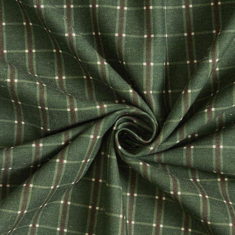 tessuto arredo mezzo panama Quadretti eleganti – verde abete/rosso carminio, image number 3
