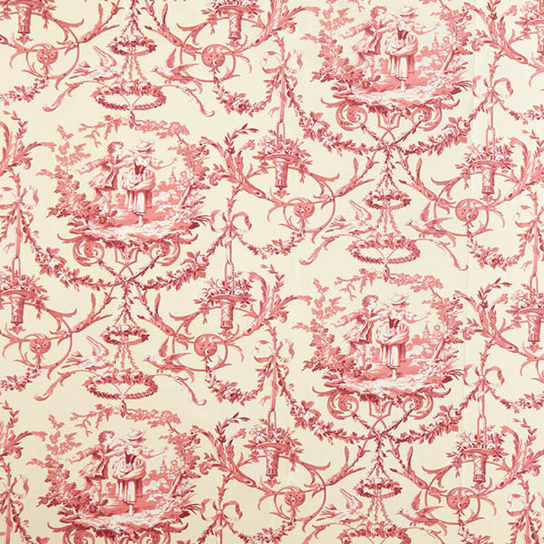 tessuto arredo tessuti canvas Coppia romantica 280 cm – rosso Bordeaux/crema,  image number 1