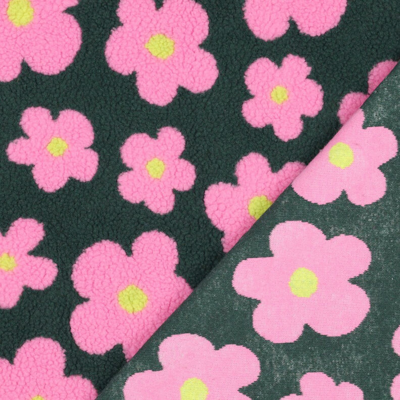 tessuto peluche fiori | Poppy Fabrics – verde scuro/pink, image number 5