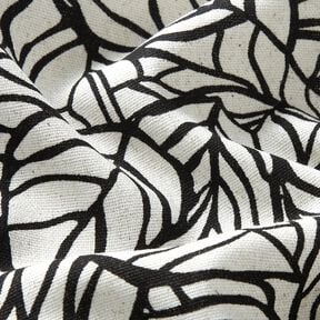 misto lino viscosa Fogliame – bianco lana/nero, 