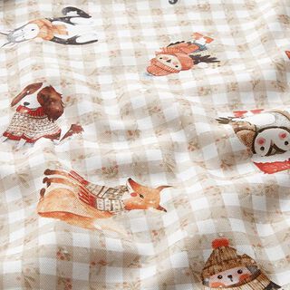 tessuto arredo mezzo panama Animali invernali – bianco/beige chiaro, 