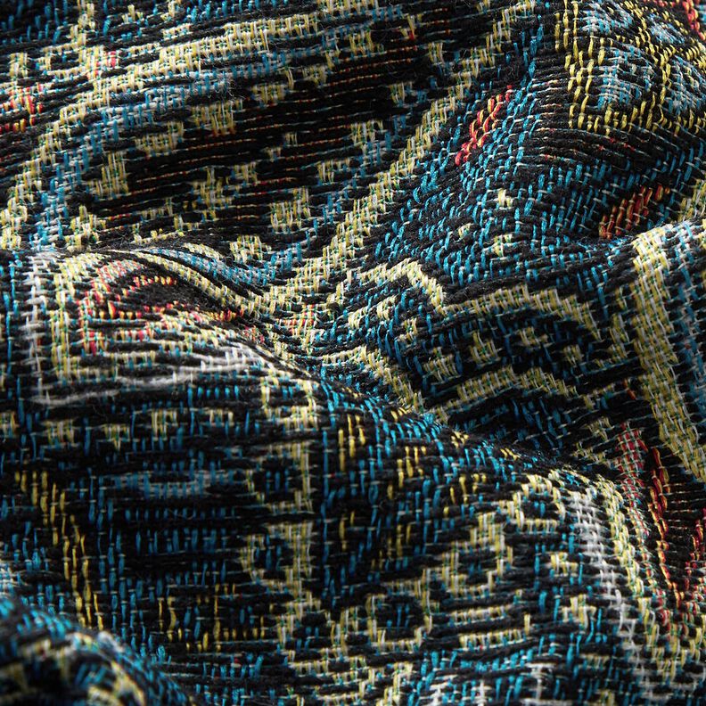tessuto arredo gobelin fiori mandala – nero/blu,  image number 2