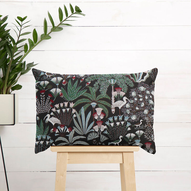 tessuto arredo gobelin Botanica paradisiaca – nero/verde,  image number 7