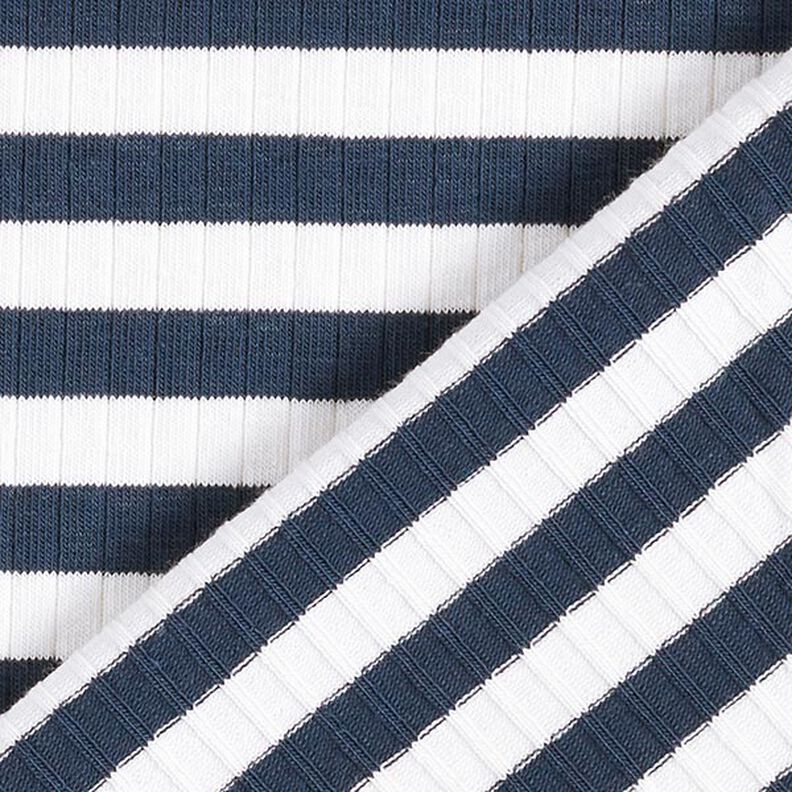 jersey a coste Righe trasversali tinte in filo – bianco lana/blu marino,  image number 4