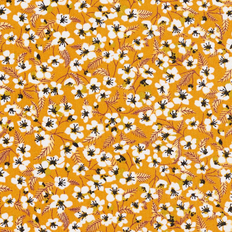 cotone rivestito Boccioli floreali – giallo curry/bianco,  image number 1