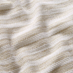 Tessuto di cotone con struttura a griglia a righe trasversali – beige/bianco | Resto 60cm, 