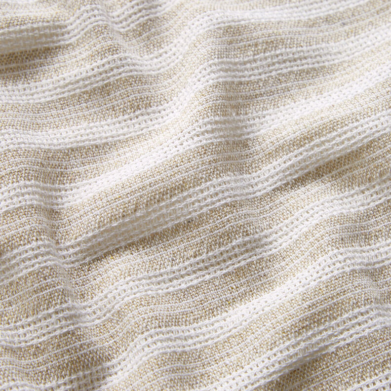 Tessuto di cotone con struttura a griglia a righe trasversali – beige/bianco, image number 2