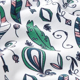 jersey di cotone Bohemian Drawings – bianco, 