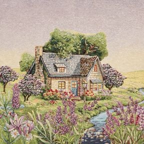 taglio di tessuto arredo gobelin Cottage romantico – beige chiaro/lavanda, 