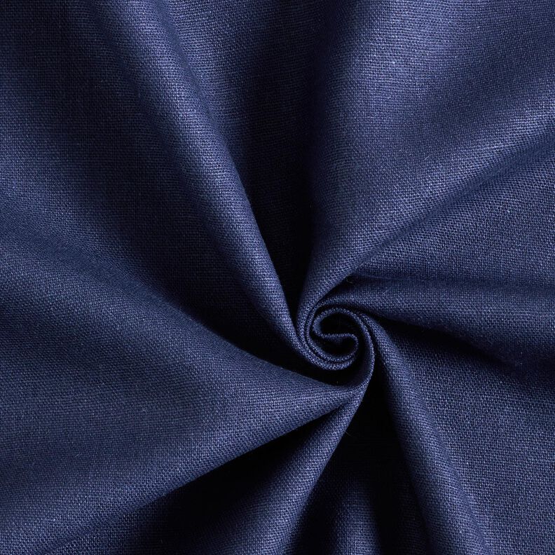 Tessuto in puro lino pesante tinta unita – blu marino,  image number 1