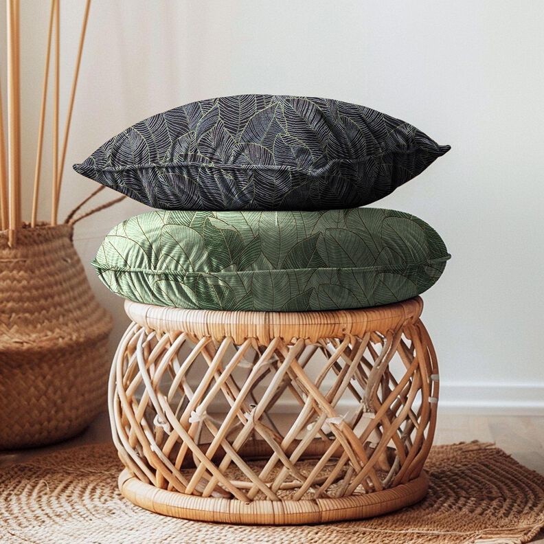 tessuto arredo gobelin Mare di foglie – verde chiaro/nero,  image number 8