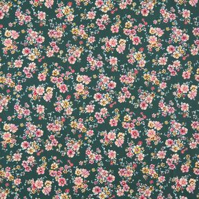 cotone rivestito Fiori romantici – verde scuro, 