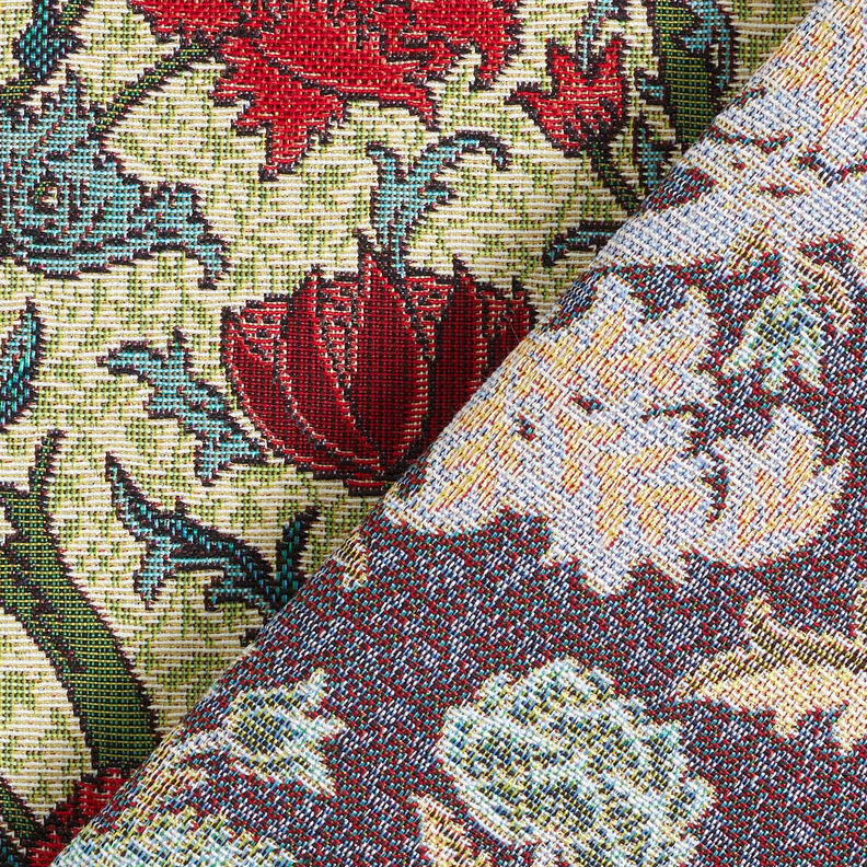 tessuto arredo gobelin Peonie artistiche – beige chiaro/rosso carminio, image number 5