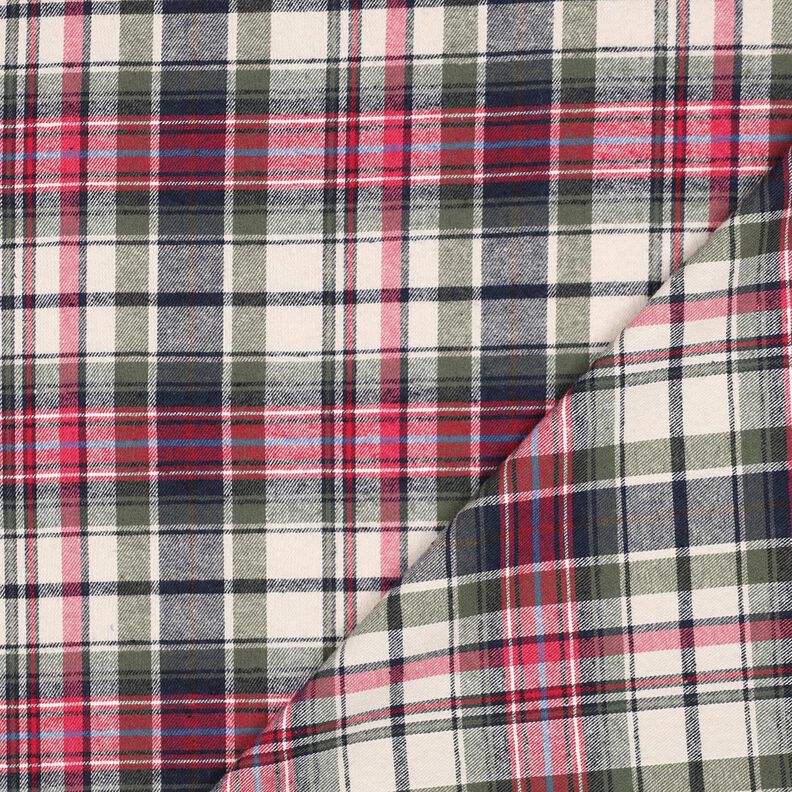 flanella di cotone Quadri | Poppy Fabrics – verde oliva/rosso, image number 4