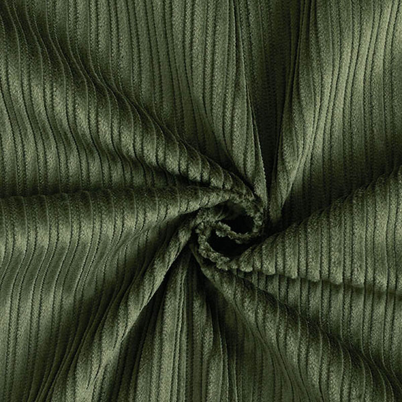Velluto a coste fantasia largo e stretto – verde oliva, image number 1