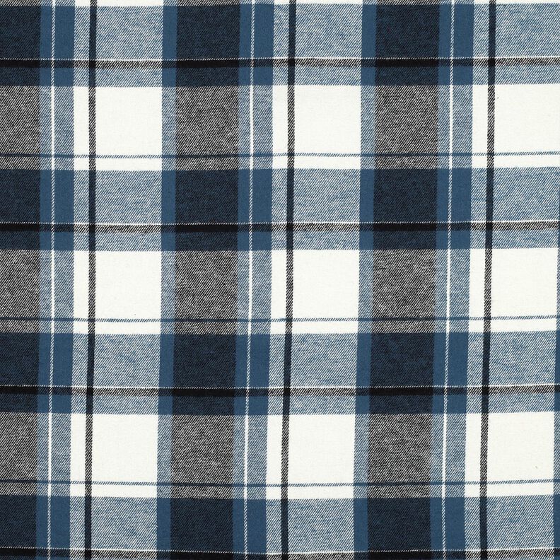 flanella di cotone grandi quadri – colore blu jeans/bianco lana,  image number 1