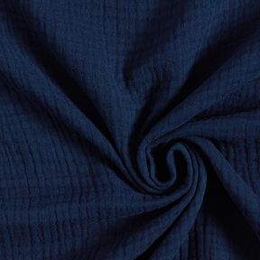 GOTS Mussola di cotone a tre strati – blu notte, 