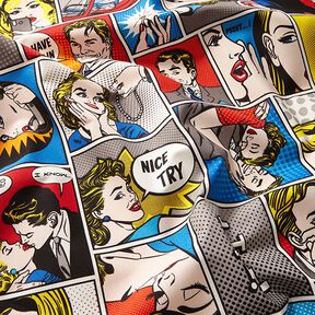 tessuto arredo mezzo panama fumetto pop art – bianco, 