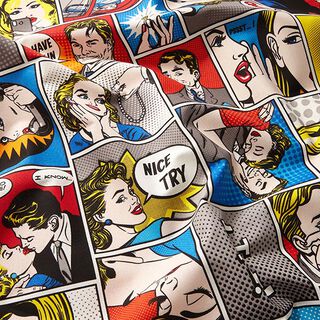 tessuto arredo mezzo panama fumetto pop art – bianco, 