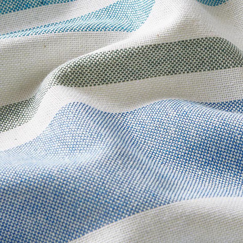 tessuto arredo mezzo panama Mix colorato a strisce riciclato – blu brillante,  image number 2