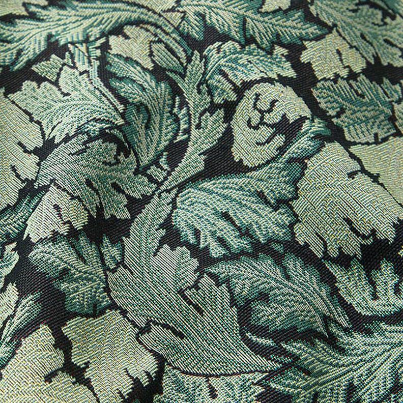 tessuto arredo gobelin motivo di foglie barocco – verde scuro/canna palustre,  image number 2