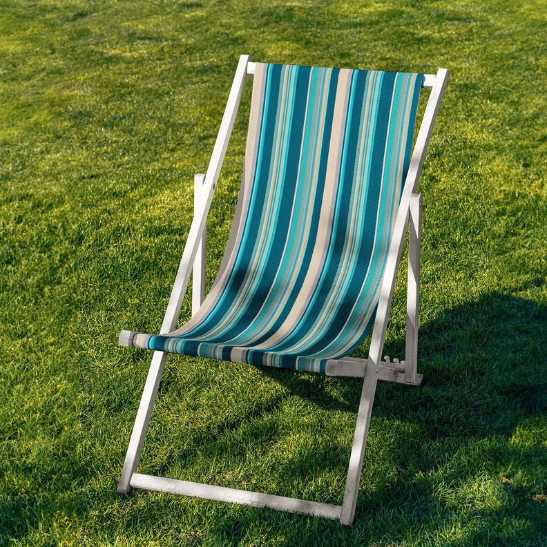 Outdoor Tessuto per sedia a sdraio Righe longitudinali 44 cm – mandorla/petrolio,  image number 4