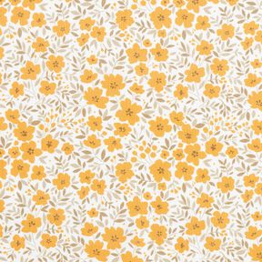tessuto arredo satin di cotone Mare di fiori – senape/bianco, 