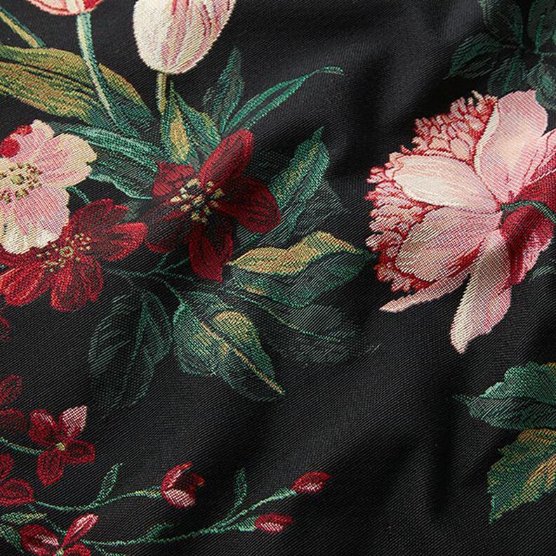 tessuto arredo gobelin Mazzi di fiori – nero/rosso carminio,  image number 2