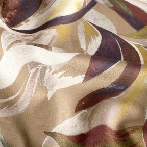 Tessuto a foglie di velluto elasticizzato – moca/rosso Bordeaux, 