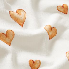 jersey di cotone Cuori ad acquerello stampa digitale – avorio/arancio chiaro, 