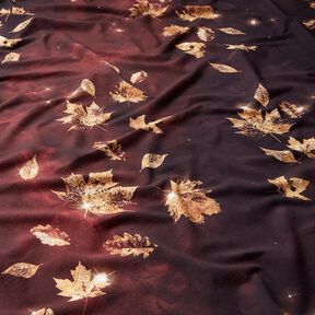 French terry Autunno dorato | Glitzerpüppi – rosso borgogna/oro, 