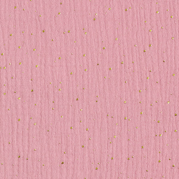 mussola di cotone, macchie dorate sparse – rosa/oro,  image number 1